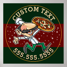 ANPASSNINGSBAR TEXT Pizza Delivery Pizzeria-tecken Poster