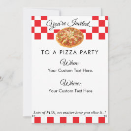 Anpassningsbar Text Pizza Party|Roligt Red White C Inbjudningar
