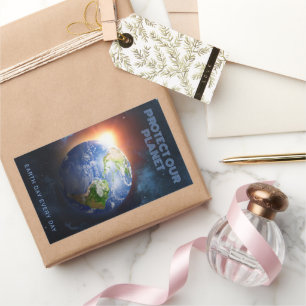 Anpassningsbar Text Planet Earth Rektangulärt Klistermärke