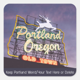 Anpassningsbar Text Portland Oregon White Stag Neo Fyrkantigt Klistermärke