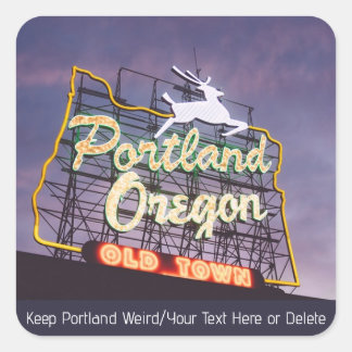Anpassningsbar Text Portland Oregon White Stag Neo Fyrkantigt Klistermärke