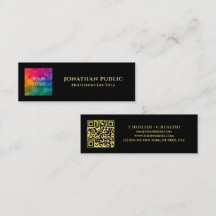 Anpassningsbar Text QR Logotyp Template Black Guld