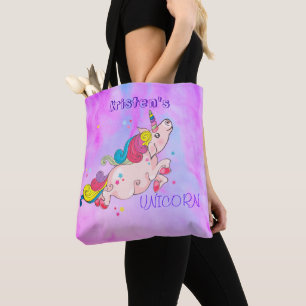 Anpassningsbar Text/Rainbow Kawaii Unicorn Waterco Tygkasse