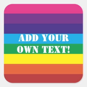 Anpassningsbar Text Rainbow Rand-fästdon Fyrkantigt Klistermärke