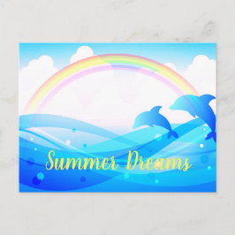 Anpassningsbar Text Rainbow Summer Magic Blue Dolp Vykort