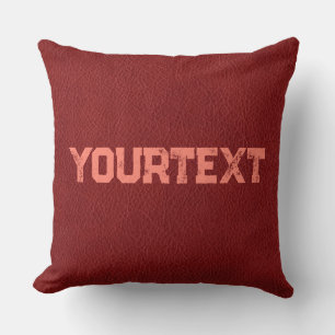 Anpassningsbar Text Red Brown Leather Dubbla Side Kudde