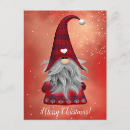 Anpassningsbar Text Red Play Gnome & Snöflingor He Vykort