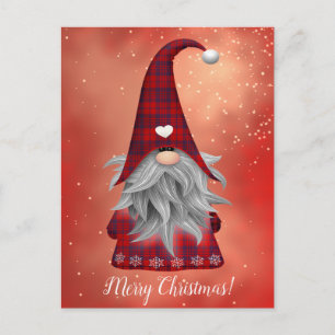 Anpassningsbar Text Red Play Gnome & Snöflingor He Vykort