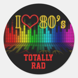 Anpassningsbar Text Retro I Kärlek 80's Music TOTA Runt Klistermärke