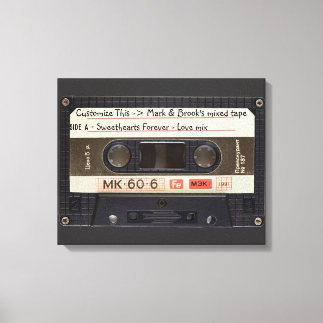 Anpassningsbar Text/Retro Kärlek Music Cassette Mi Canvastryck (Framsida)