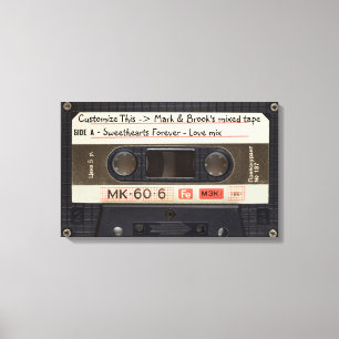 Anpassningsbar Text/Retro Kärlek Music Cassette Mi Canvastryck