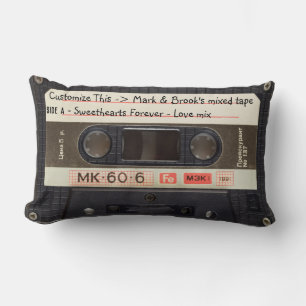 Anpassningsbar Text/Retro Kärlek Music Cassette Mi Lumbarkudde