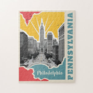 Anpassningsbar Text Retro Philadelphia Pussel