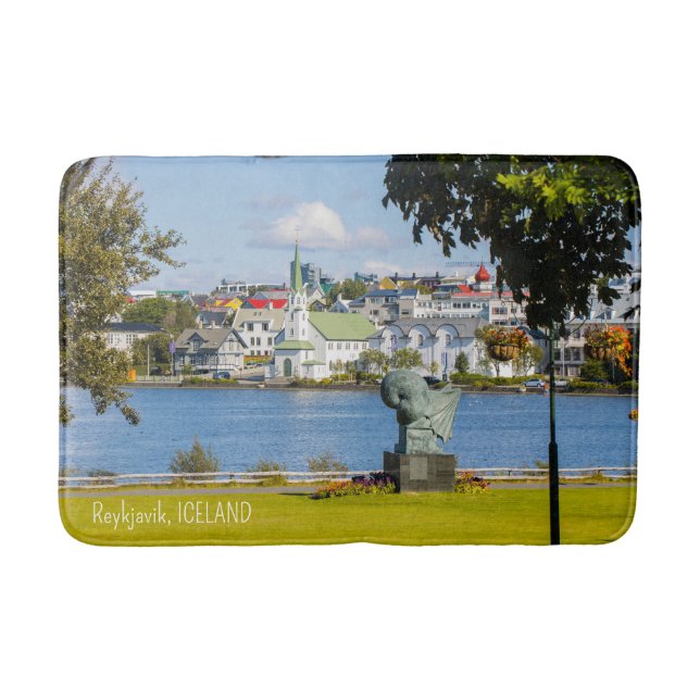 Anpassningsbar Text Reykjavik, Island Badrumsmatta (Framsidan)