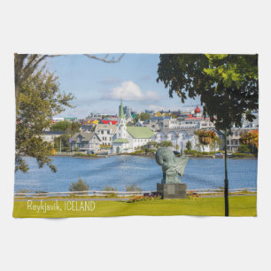 Anpassningsbar Text Reykjavik, Island Kökshandduk