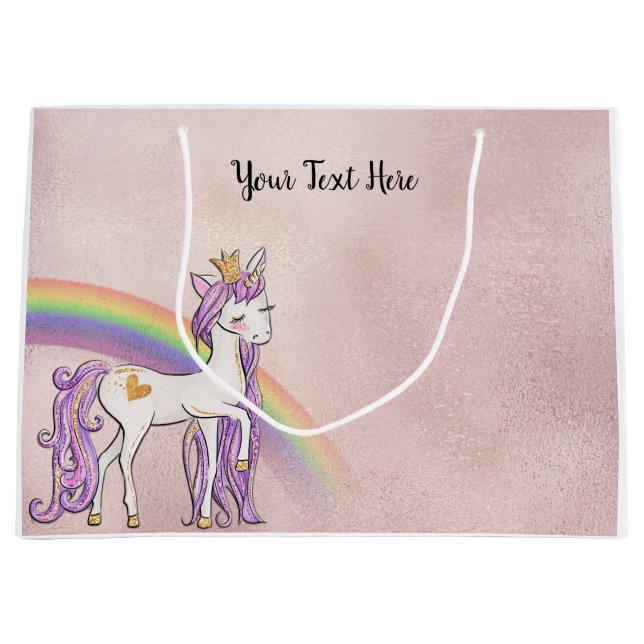 Anpassningsbar Text/ Ro Guld White Unicorn Rainbow (Framsidan)