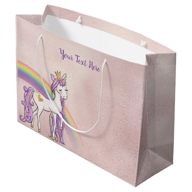 Anpassningsbar Text/ Ro Guld White Unicorn Rainbow (Baksidan Vinklad)