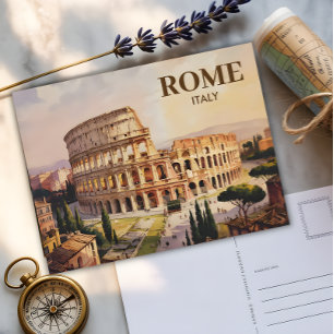 Anpassningsbar Text Rom Italien Colosseum Retro Wa Vykort