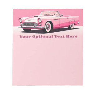 Anpassningsbar Text Rosa Classic Car Anteckningsblock