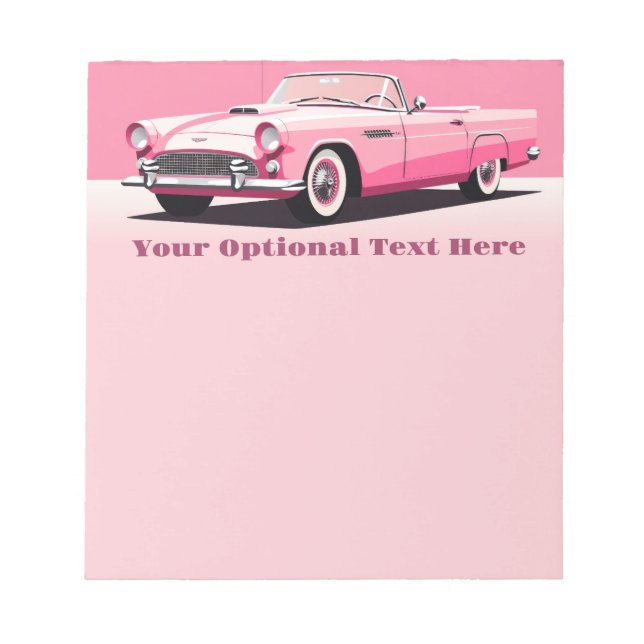 Anpassningsbar Text Rosa Classic Car Anteckningsblock (Framsida)
