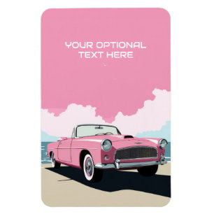 Anpassningsbar Text Rosa Classic Car Magnet