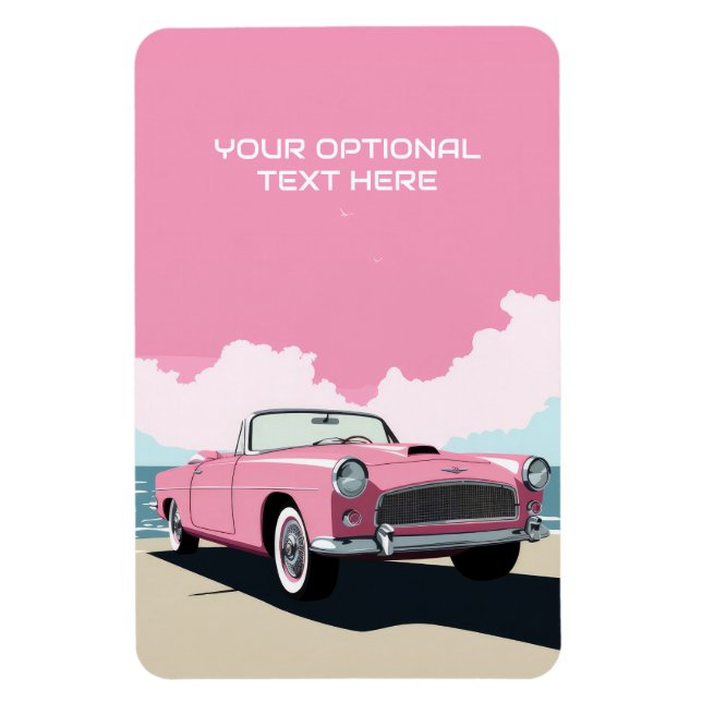 Anpassningsbar Text Rosa Classic Car Magnet (Vertikal)