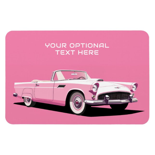 Anpassningsbar Text Rosa Classic Car Magnet (Horisontell)