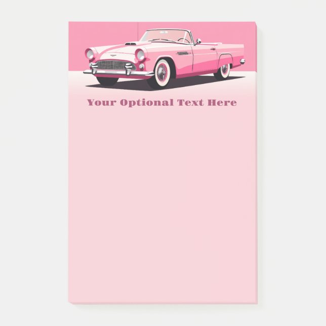 Anpassningsbar Text Rosa Classic Car Post-it Block (Framsida)