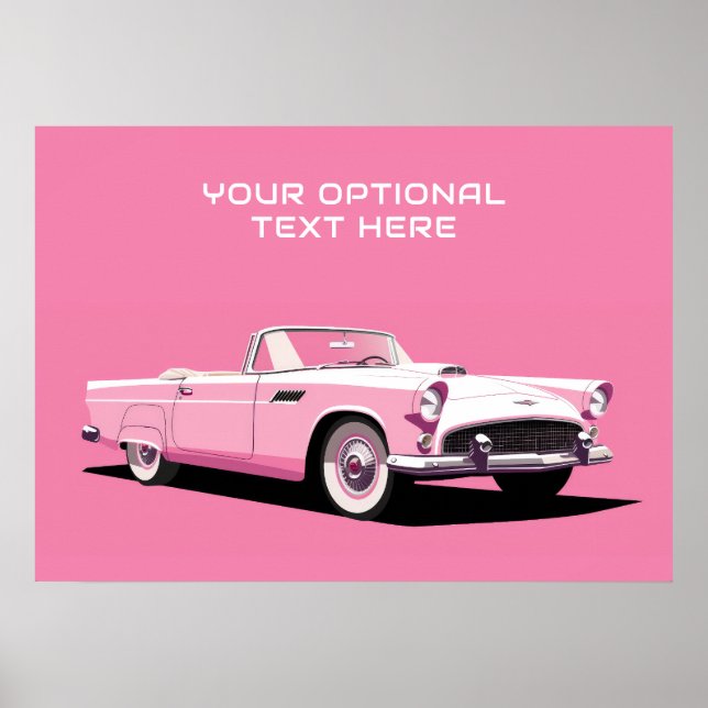 Anpassningsbar Text Rosa Classic Car Poster (Framsidan)