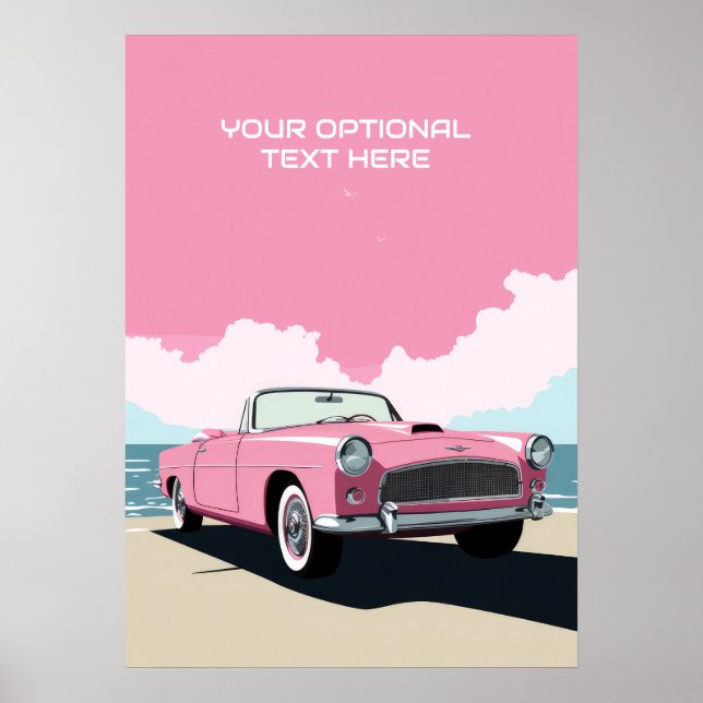 Anpassningsbar Text Rosa Classic Car Poster (Framsidan)