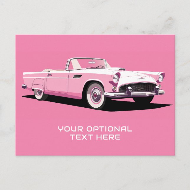 Anpassningsbar Text Rosa Classic Car Vykort (Framsida)