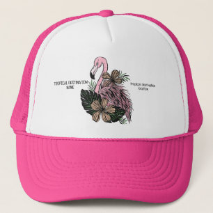 Anpassningsbar Text Rosa Flamingo Keps