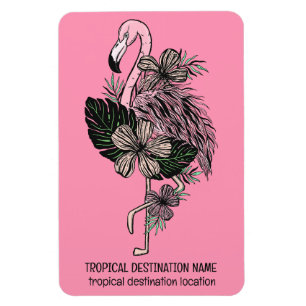 Anpassningsbar Text Rosa Flamingo Magnet
