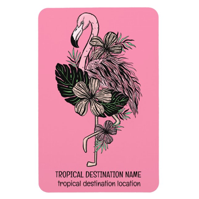 Anpassningsbar Text Rosa Flamingo Magnet (Vertikal)
