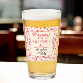 Anpassningsbar Text, Rosa Glass på Alla hjärtans d Glaskopp