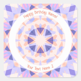 Anpassningsbar Text Rosa Lila Birthday Magic Star Fyrkantigt Klistermärke