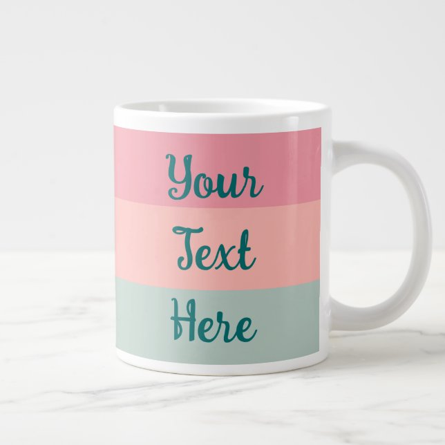 Anpassningsbar Text Rosa Peach Teal Typography-skr Jumbo Mugg (Höger)