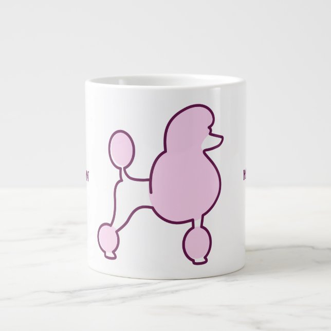 Anpassningsbar Text Rosa Pudel Jumbo Mugg (Framsidan)