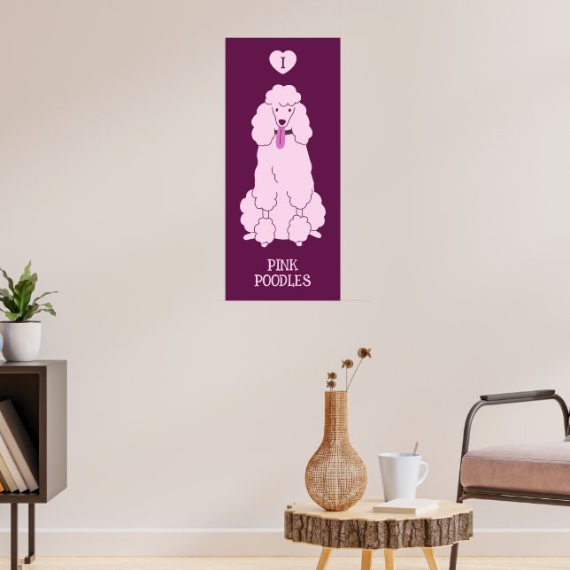 Anpassningsbar Text Rosa Pudel Poster (Vardagsrum 3)