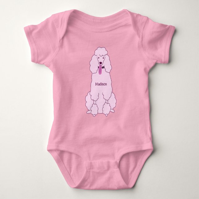 Anpassningsbar Text Rosa Pudel T Shirt (Framsida)