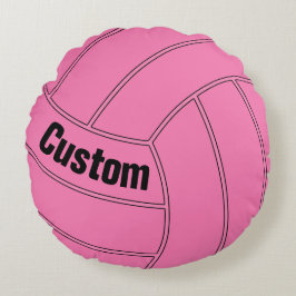 Anpassningsbar Text Rosa Volleyball Round Dekorati Rund Kudde