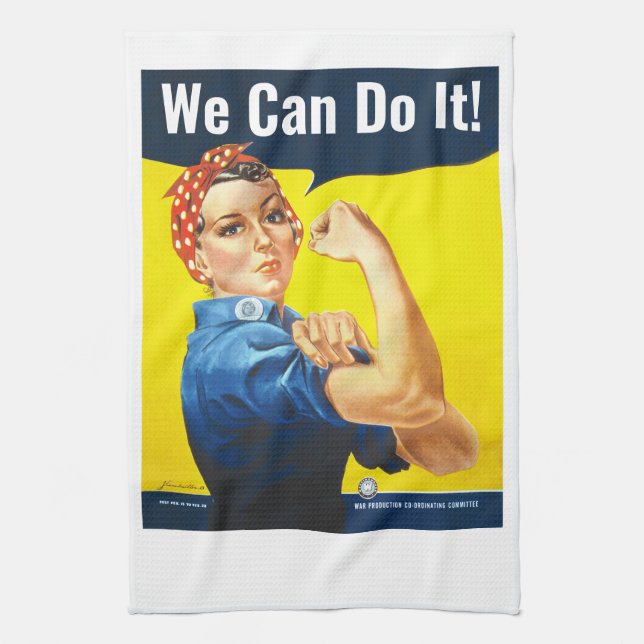 Anpassningsbar text, Rosie Riveter "Vi kan göra de Kökshandduk (Vertikal)