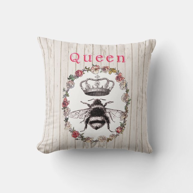 Anpassningsbar Text/ Rustic Wood Land WAN WAN Bee  Kudde (Framsida)