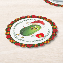 Anpassningsbar text Santa's Pickleball Rally Underlägg Papper