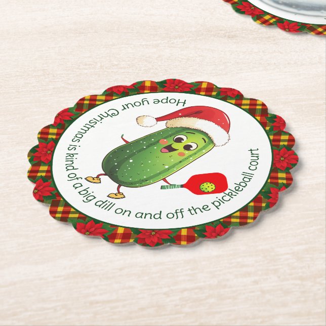 Anpassningsbar text Santa's Pickleball Rally Underlägg Papper (Vinklad)