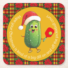 Anpassningsbar text Santa's Pickleball Rally Underlägg Papper Kvadrat