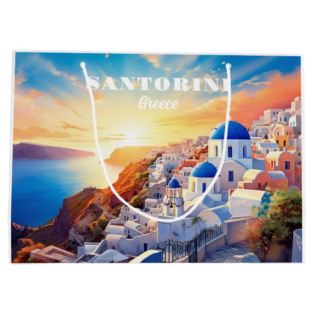 Anpassningsbar Text Santorini Greece Sunset (Baksidan)