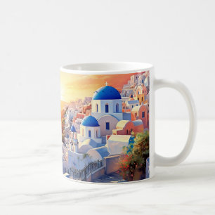 Anpassningsbar Text Santorini Greece Sunset Kaffemugg