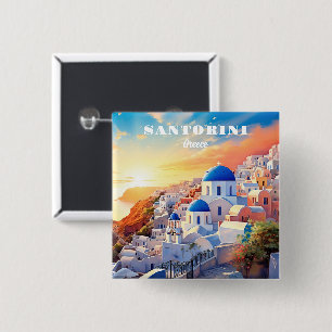 Anpassningsbar Text Santorini Greece Sunset Knapp
