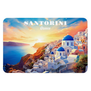 Anpassningsbar Text Santorini Greece Sunset Magnet